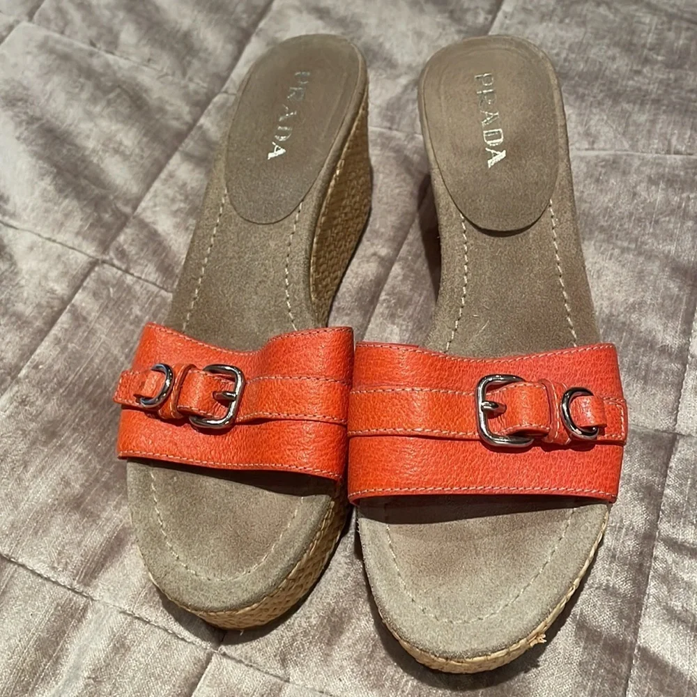PRADA Slip On Leather Espadrilles Size 7.5